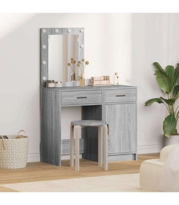 vidaXL Dressing Table 2 pcs Grey 50 x 41 x 135 cm Engineered Wood