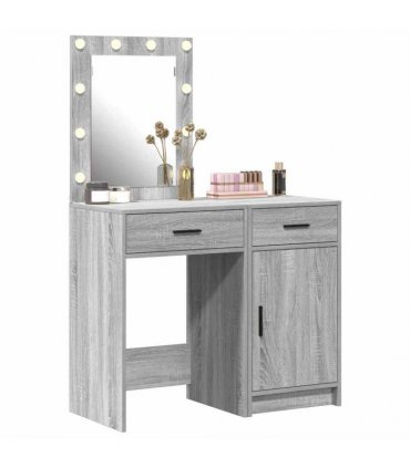 vidaXL Dressing Table 2 pcs Grey 50 x 41 x 135 cm Engineered Wood