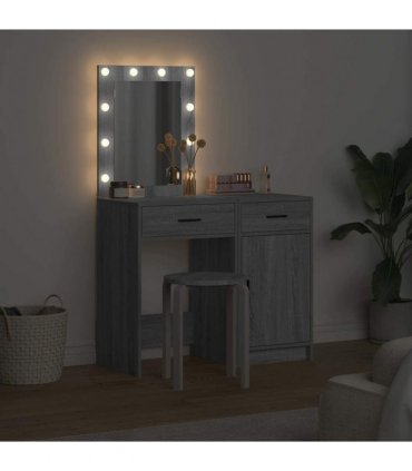 vidaXL Dressing Table 2 pcs Grey 50 x 41 x 135 cm Engineered Wood