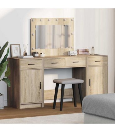 vidaXL Dressing Table 3 pcs Brown 78.5 x 41 x 135 cm Engineered Wood