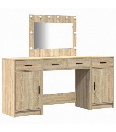 vidaXL Dressing Table 3 pcs Brown 78.5 x 41 x 135 cm Engineered Wood