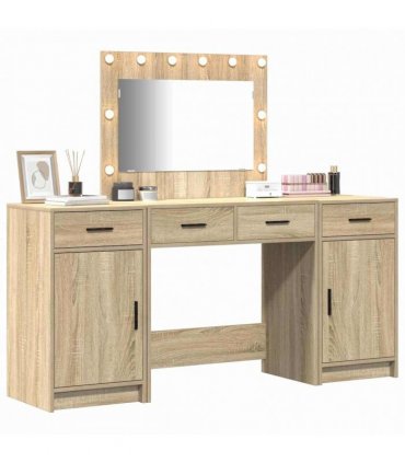 vidaXL Dressing Table 3 pcs Brown 78.5 x 41 x 135 cm Engineered Wood