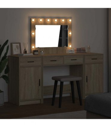 vidaXL Dressing Table 3 pcs Brown 78.5 x 41 x 135 cm Engineered Wood