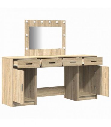 vidaXL Dressing Table 3 pcs Brown 78.5 x 41 x 135 cm Engineered Wood