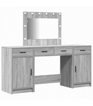 vidaXL Dressing Table 3 pcs Grey 78.5 x 41 x 135 cm Engineered Wood