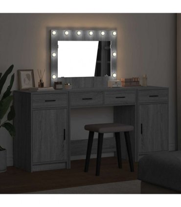 vidaXL Dressing Table 3 pcs Grey 78.5 x 41 x 135 cm Engineered Wood