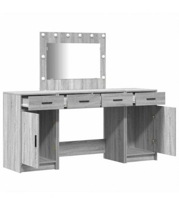vidaXL Dressing Table 3 pcs Grey 78.5 x 41 x 135 cm Engineered Wood