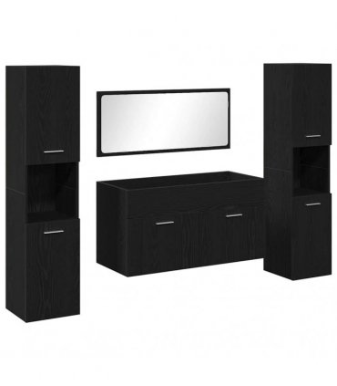 vidaXL Bathroom Furniture Set 4 pcs Black Oak 90 x 38.5 x 46 cm