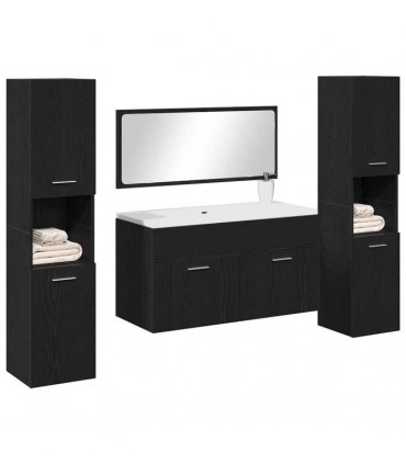 vidaXL Bathroom Furniture Set 4 pcs Black Oak 90 x 38.5 x 46 cm