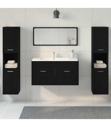vidaXL Bathroom Furniture Set 4 pcs Black Oak 90 x 38.5 x 46 cm