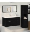 vidaXL Bathroom Furniture Set 3 pcs Black Oak Engineered Wood