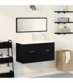 vidaXL Bathroom Furniture Set 3 pcs Black Oak Engineered Wood
