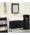 vidaXL Bathroom Furniture Set 2 pcs Black Engineered wood