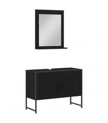 vidaXL Bathroom Furniture Set 2 pcs Black Engineered wood