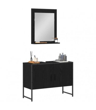 vidaXL Bathroom Furniture Set 2 pcs Black Engineered wood