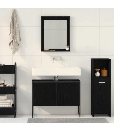 vidaXL Bathroom Furniture Set 2 pcs Black Engineered wood