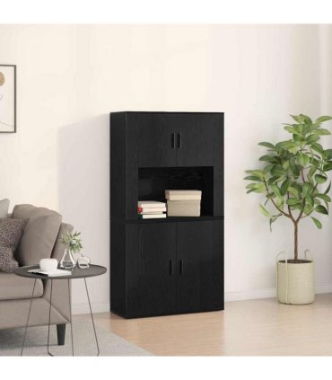 vidaXL Highboard Black Oak 80 x 33 x 150 cm Engineered Wood