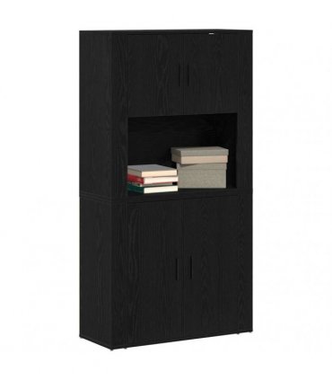 vidaXL Highboard Black Oak 80 x 33 x 150 cm Engineered Wood