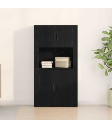 vidaXL Highboard Black Oak 80 x 33 x 150 cm Engineered Wood