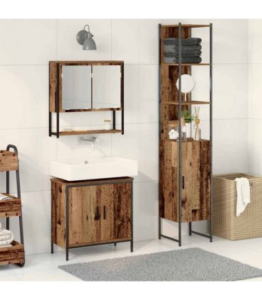 vidaXL Bathroom Furniture Set 3 pcs Brown Engineered wood