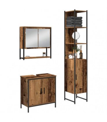 vidaXL Bathroom Furniture Set 3 pcs Brown Engineered wood