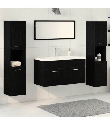 vidaXL Bathroom Furniture Set 4 pcs Black Oak 30 x 30 x 130 cm