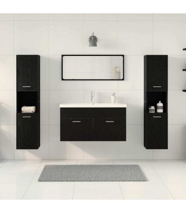 vidaXL Bathroom Furniture Set 4 pcs Black Oak 30 x 30 x 130 cm
