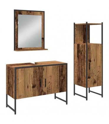 vidaXL Bathroom Furniture Set 3 pcs Brown Engineered wood