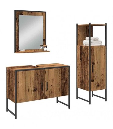 vidaXL Bathroom Furniture Set 3 pcs Brown Engineered wood