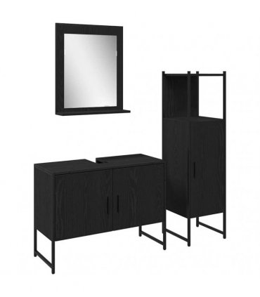 vidaXL Bathroom Furniture Set 3 pcs Black Engineered wood