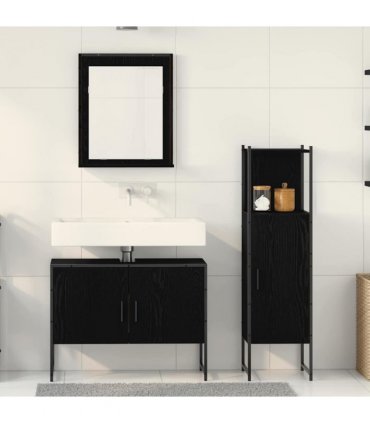 vidaXL Bathroom Furniture Set 3 pcs Black Engineered wood