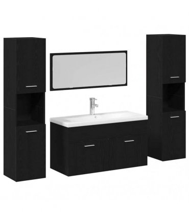 vidaXL Bathroom Furniture Set 4 pcs Black Oak 30 x 30 x 130 cm