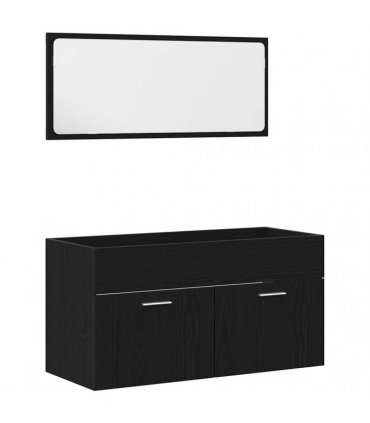 vidaXL Bathroom Furniture Set 4 pcs Black Oak 30 x 30 x 130 cm