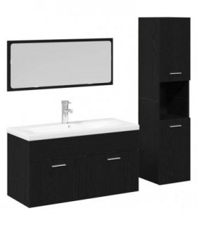 vidaXL Bathroom Furniture Set 4 pcs Black Oak Engineered Wood