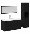 vidaXL Bathroom Furniture Set 4 pcs Black Oak Engineered Wood