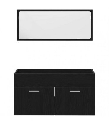 vidaXL Bathroom Furniture Set 4 pcs Black Oak Engineered Wood