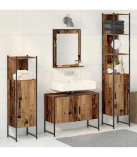 vidaXL Bathroom Furniture Set 4 pcs Brown Engineered wood