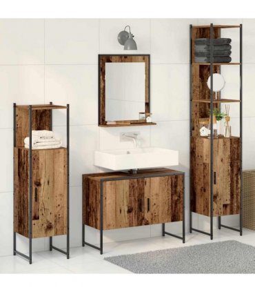 vidaXL Bathroom Furniture Set 4 pcs Brown Engineered wood