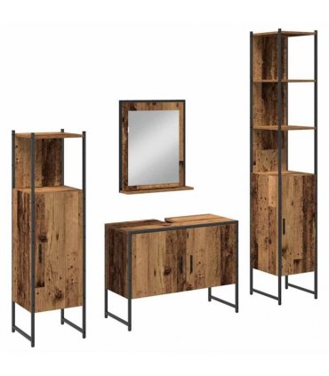 vidaXL Bathroom Furniture Set 4 pcs Brown Engineered wood