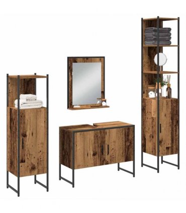 vidaXL Bathroom Furniture Set 4 pcs Brown Engineered wood
