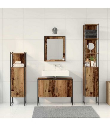 vidaXL Bathroom Furniture Set 4 pcs Brown Engineered wood