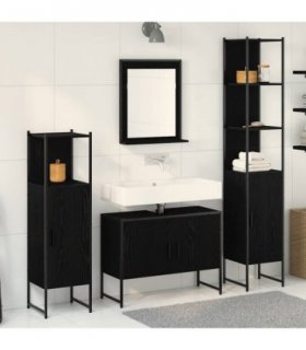 vidaXL Bathroom Furniture Set 4 pcs Black Engineered wood