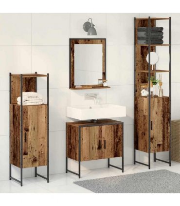 vidaXL Bathroom Furniture Set 4 pcs Brown Engineered wood
