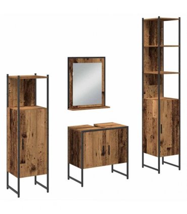 vidaXL Bathroom Furniture Set 4 pcs Brown Engineered wood