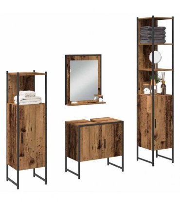 vidaXL Bathroom Furniture Set 4 pcs Brown Engineered wood