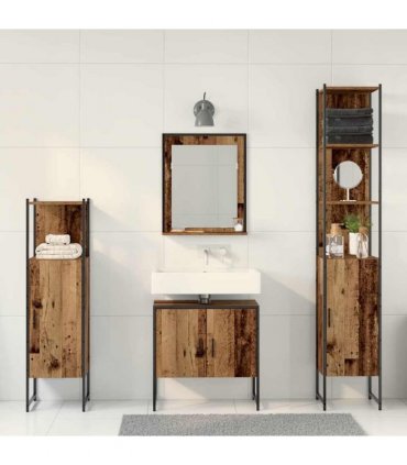 vidaXL Bathroom Furniture Set 4 pcs Brown Engineered wood