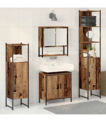 vidaXL Bathroom Furniture Set 4 pcs Brown Engineered wood