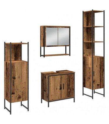 vidaXL Bathroom Furniture Set 4 pcs Brown Engineered wood