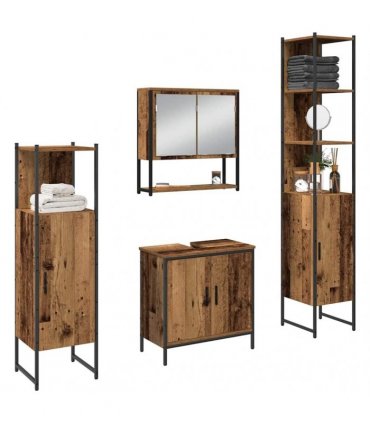 vidaXL Bathroom Furniture Set 4 pcs Brown Engineered wood