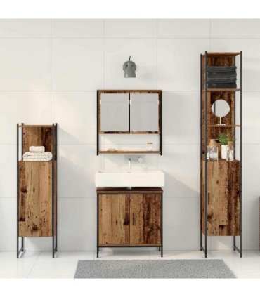vidaXL Bathroom Furniture Set 4 pcs Brown Engineered wood